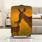 1-Piece Deer Nature Sunset Floral Animal Landscape  Suitcase Luggage Cover, Stretch Protective Sleeve