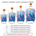 1-Piece Turtle Ocean Butterfly Colorful Artistic Nature  Suitcase Luggage Cover, Stretch Protective Sleeve