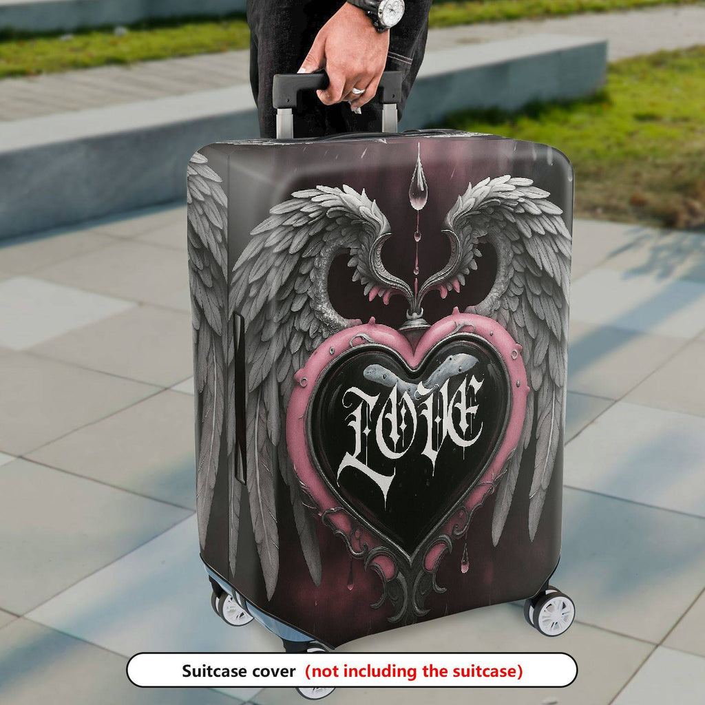 1-Piece Angel Heart Gothic Love Stylish  Suitcase Luggage Cover, Stretch Protective Sleeve