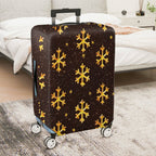 1-Piece Gold Snowflake Pattern Dark Brown Glitter Festive Holiday  Suitcase Luggage Cover, Stretch Protective Sleeve