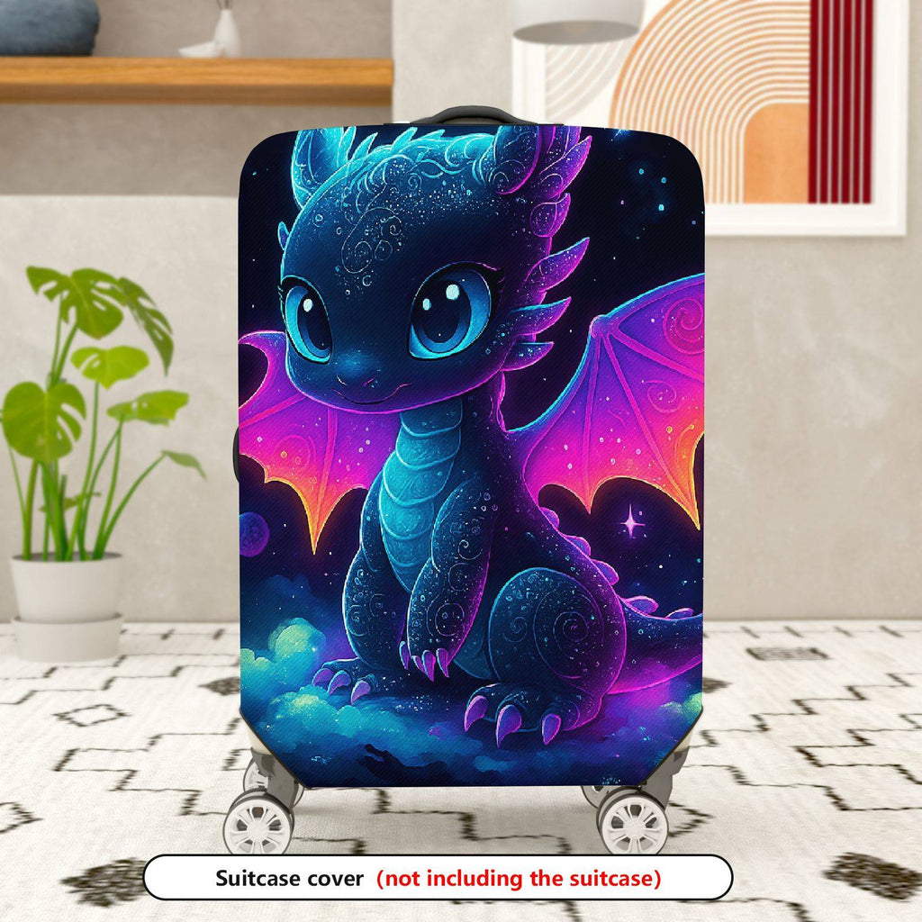 1-Piece Fantasy Dragon  Galaxy Cosmic Starry Space  Suitcase Luggage Cover, Stretch Protective Sleeve