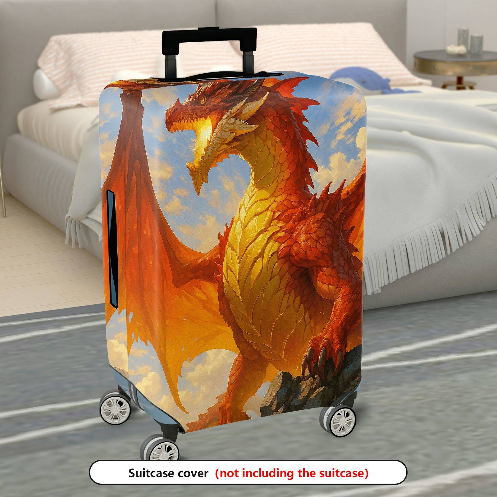 1-Piece Fiery Dragon Fantasy Adventure Mythical Creature Artistic  Suitcase Luggage Cover, Stretch Protective Sleeve