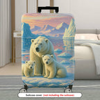 1-Piece Arctic Polar Bear Family Scenic Sunset Iceberg Wilderness  Suitcase Luggage Cover, Stretch Protective Sleeve