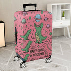 1-Piece Happy Dinosaur Cosmic Pink Fun  Space  Suitcase Luggage Cover, Stretch Protective Sleeve