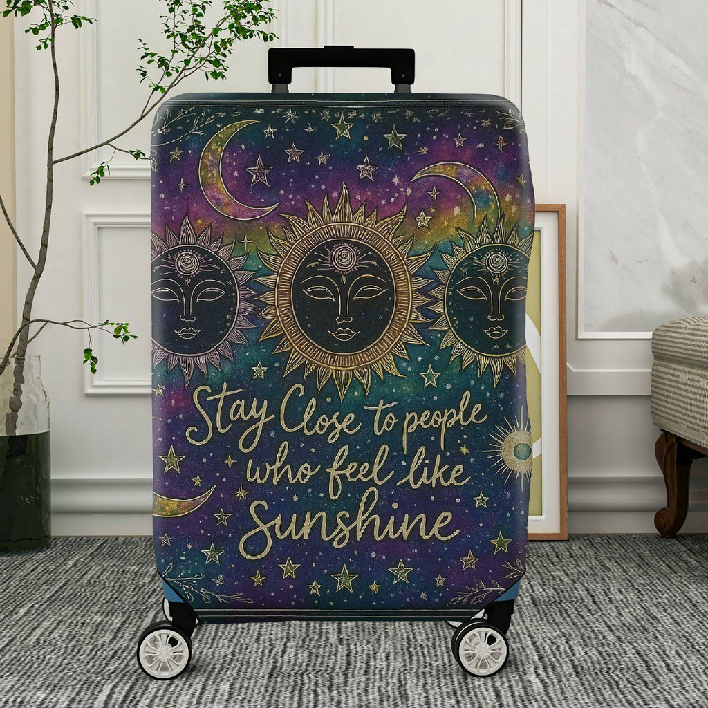 1-Piece Sun Moon Stars Galaxy Cosmic Inspirational  Suitcase Luggage Cover, Stretch Protective Sleeve