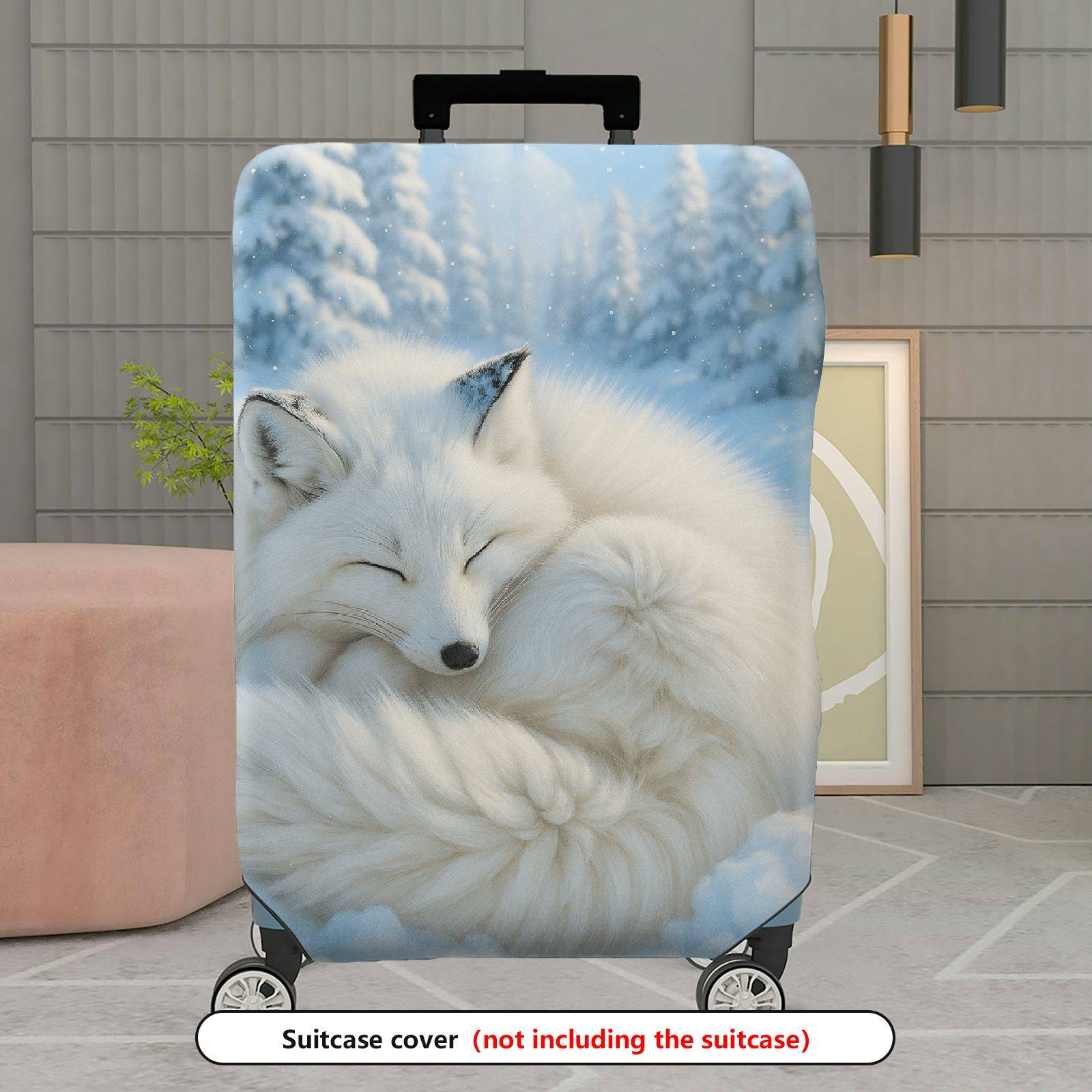 1-Piece Arctic Fox Winter Snow Forest Animal Print  Suitcase Luggage Cover, Stretch Protective Sleeve