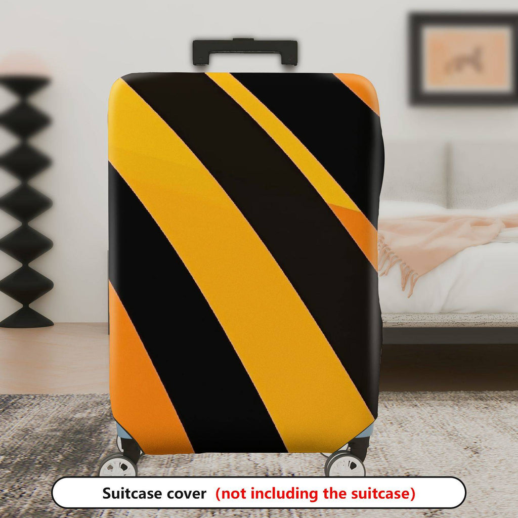 1-Piece Black Yellow Orange Diagonal Stripe Geometric Bold  Suitcase Luggage Cover, Stretch Protective Sleeve