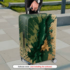 1-Piece Abstract Splatter Green Brown Artistic Dynamic  Suitcase Luggage Cover, Stretch Protective Sleeve