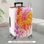 1-Piece Abstract Rooster Floral Art Colorful Travelling Painting  Suitcase Luggage Cover, Stretch Protective Sleeve
