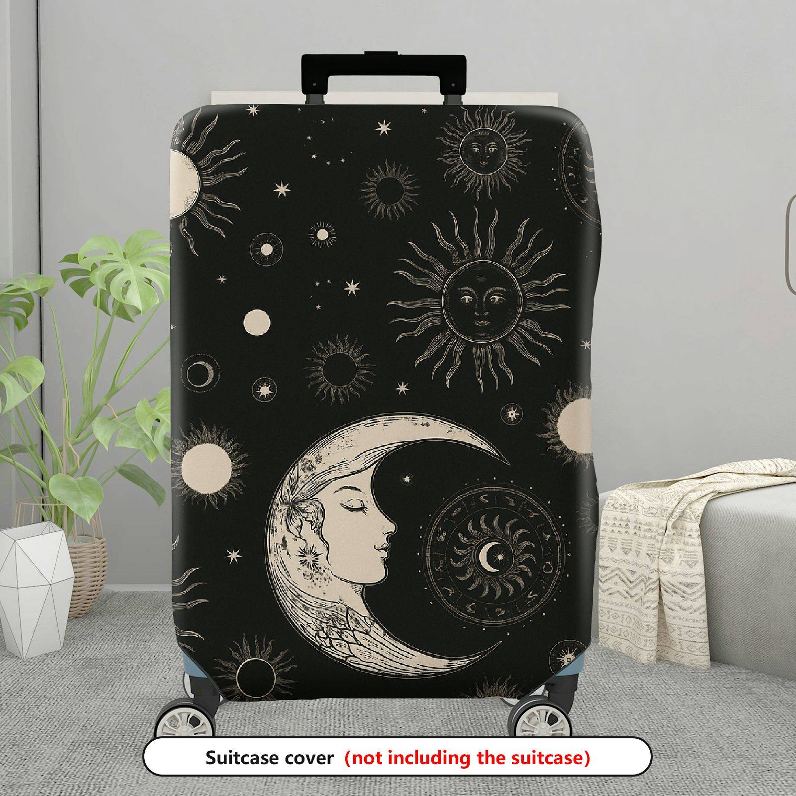 1-Piece Moon Sun Star Cosmic Celestial Universe Galaxy  Suitcase Luggage Cover, Stretch Protective Sleeve