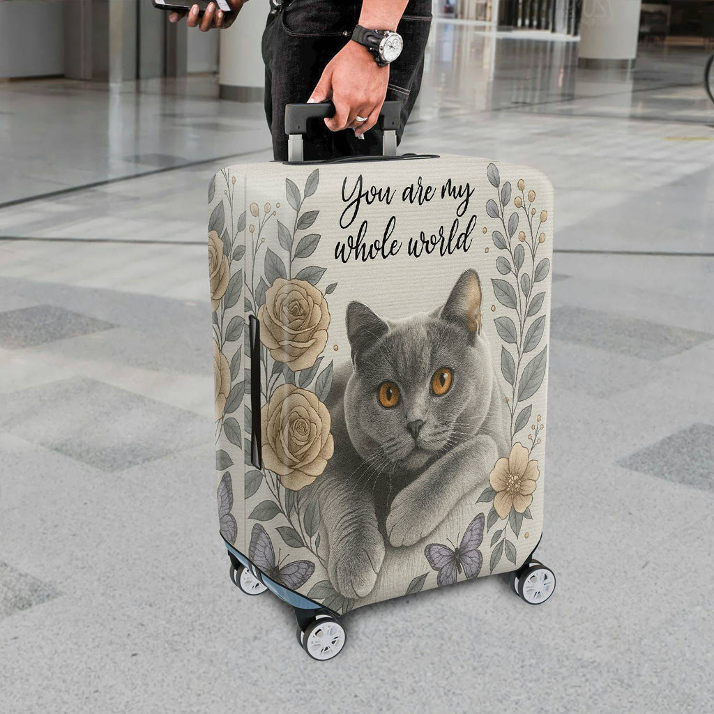 1-Piece Floral Cat Rose Butterfly Artistic  Suitcase Luggage Cover, Stretch Protective Sleeve