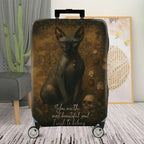 1-Piece Vintage Artistic Cat Floral Mysterious Luxurious  Suitcase Luggage Cover, Stretch Protective Sleeve