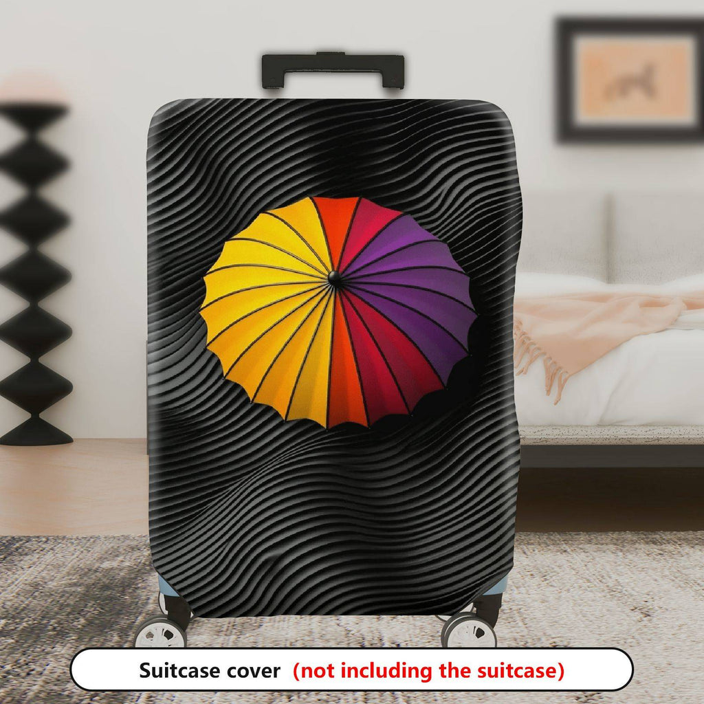 1-Piece Abstract Colorful Umbrella Black Swirl Artistic  Suitcase Luggage Cover, Stretch Protective Sleeve