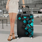 1-Piece Geometric Diamond Turquoise Black Modern Abstract  Suitcase Luggage Cover, Stretch Protective Sleeve