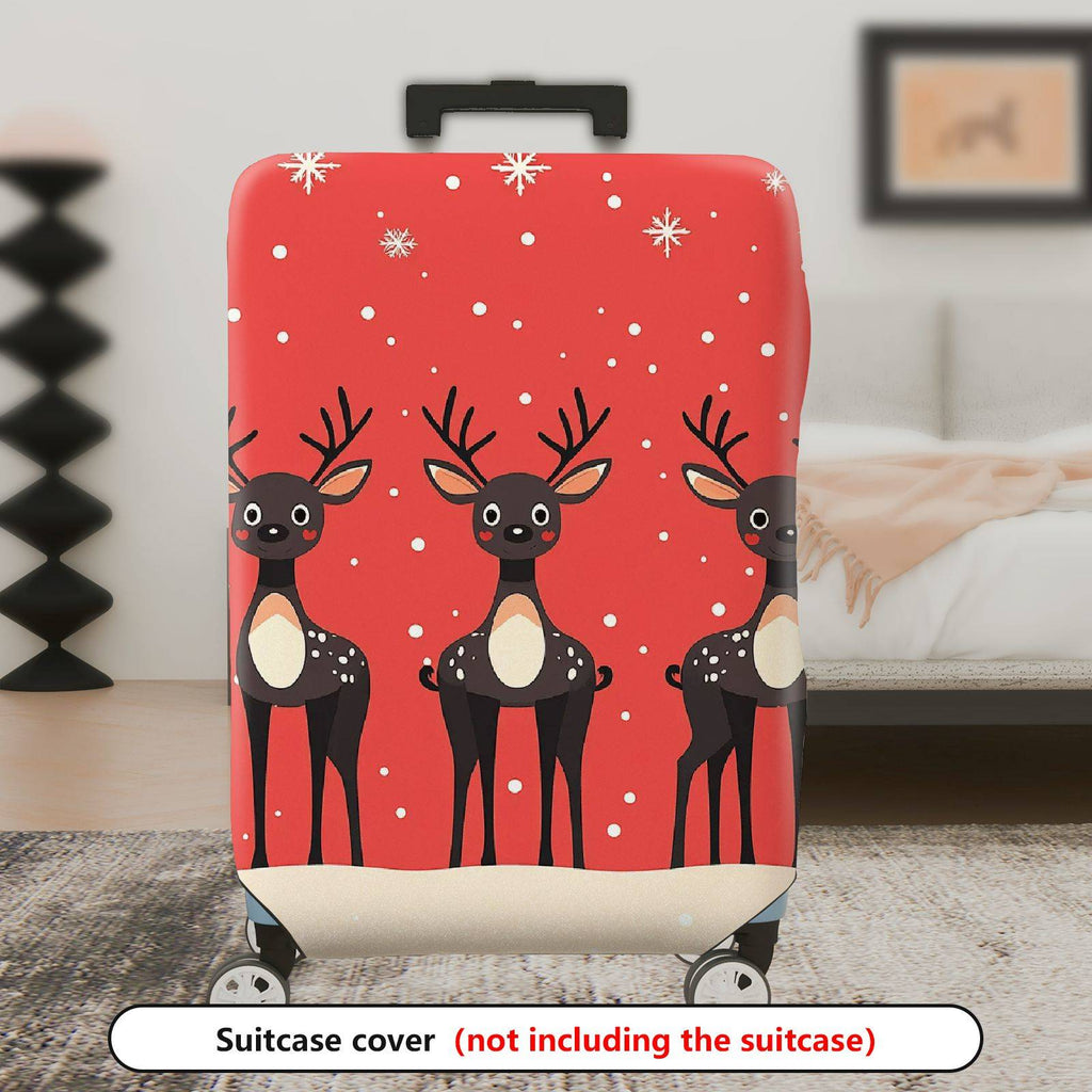 1-Piece Reindeer Snowflake Winter Red Cute Holiday  Suitcase Luggage Cover, Stretch Protective Sleeve
