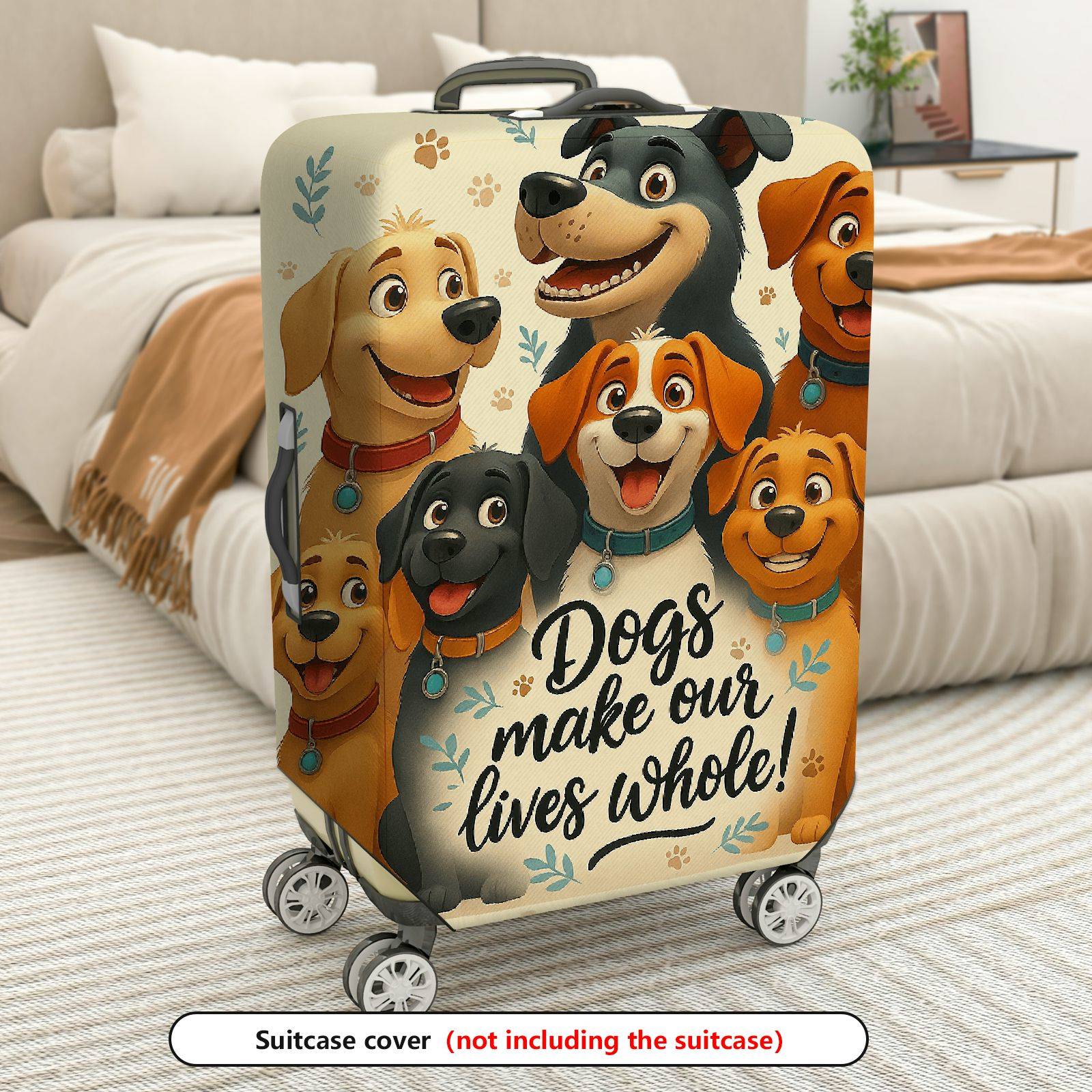 1-Piece Animal Quote Dog Paw Travel Colorful  Suitcase Luggage Cover, Stretch Protective Sleeve