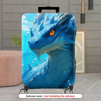 1-Piece Dragon Fantasy Blue Ocean Mythical Creature Artistic  Suitcase Luggage Cover, Stretch Protective Sleeve