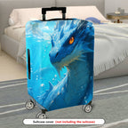1-Piece Dragon Fantasy Blue Ocean Mythical Creature Artistic  Suitcase Luggage Cover, Stretch Protective Sleeve