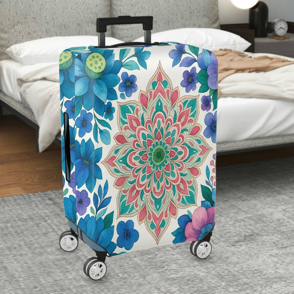 1-Piece Mandala Floral Colorful Vibrant Artistic Decorative  Suitcase Luggage Cover, Stretch Protective Sleeve