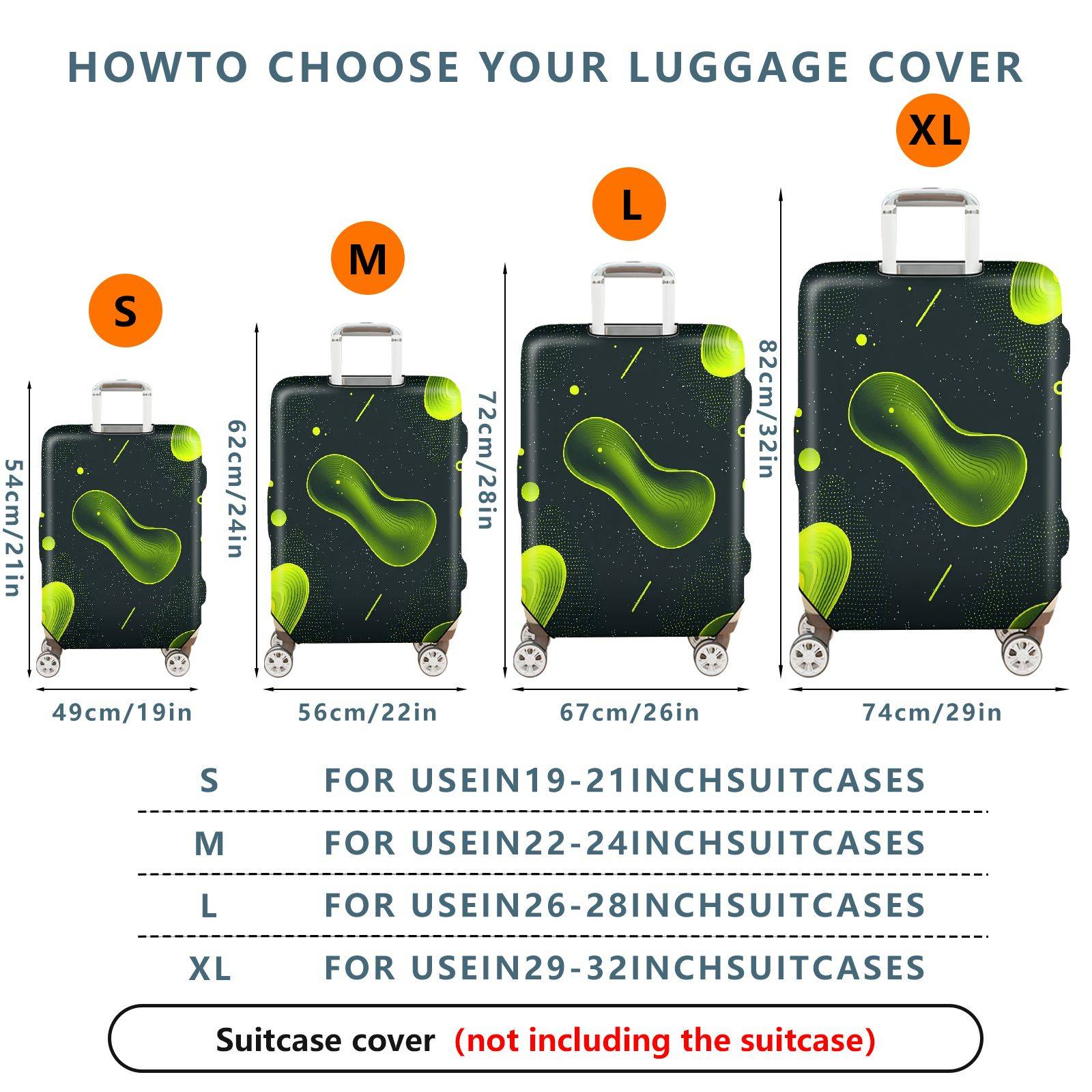 1-Piece Green Abstract  Pattern Cosmic Artistic Travel  Suitcase Luggage Cover, Stretch Protective Sleeve