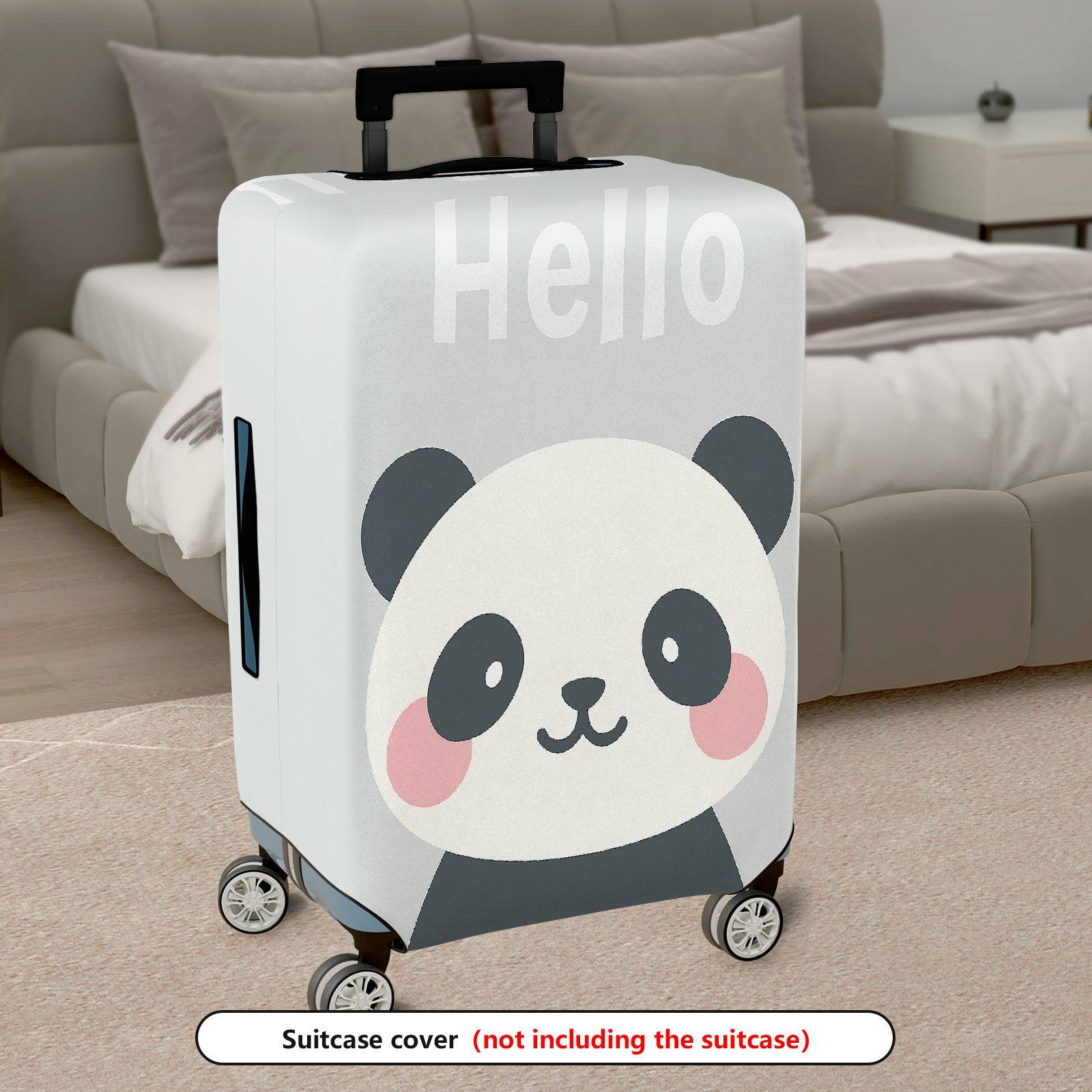 1-Piece Cute Panda  Hello Printed  Suitcase Luggage Cover, Stretch Protective Sleeve