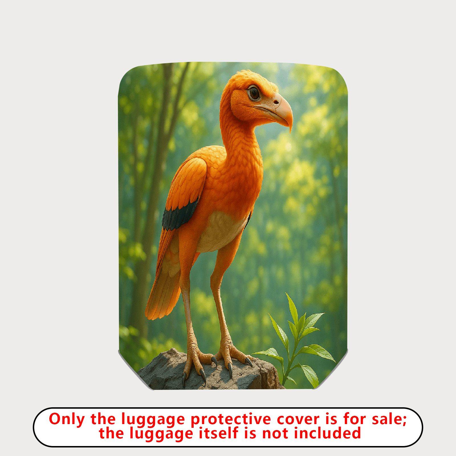 1-Piece Orange Bird Forest Nature Wildlife Artistic  Suitcase Luggage Cover, Stretch Protective Sleeve