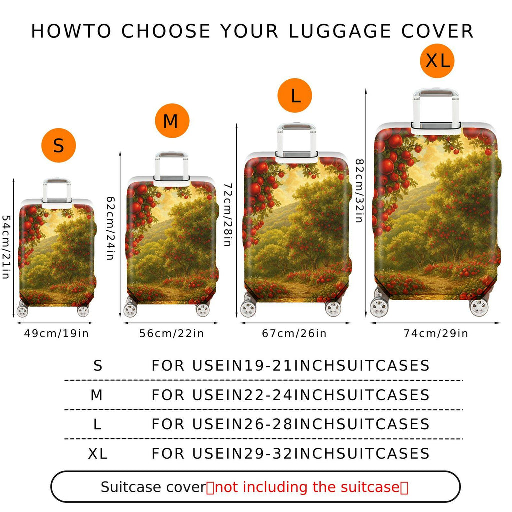 1-Piece Nature Fruit Orchard Landscape Sunset Red Apples  Suitcase Luggage Cover, Stretch Protective Sleeve
