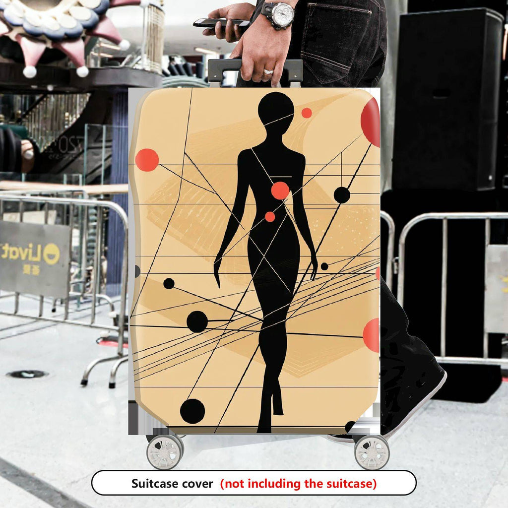 1-Piece Abstract Silhouette Geometric Pattern Modern Stylish  Suitcase Luggage Cover, Stretch Protective Sleeve