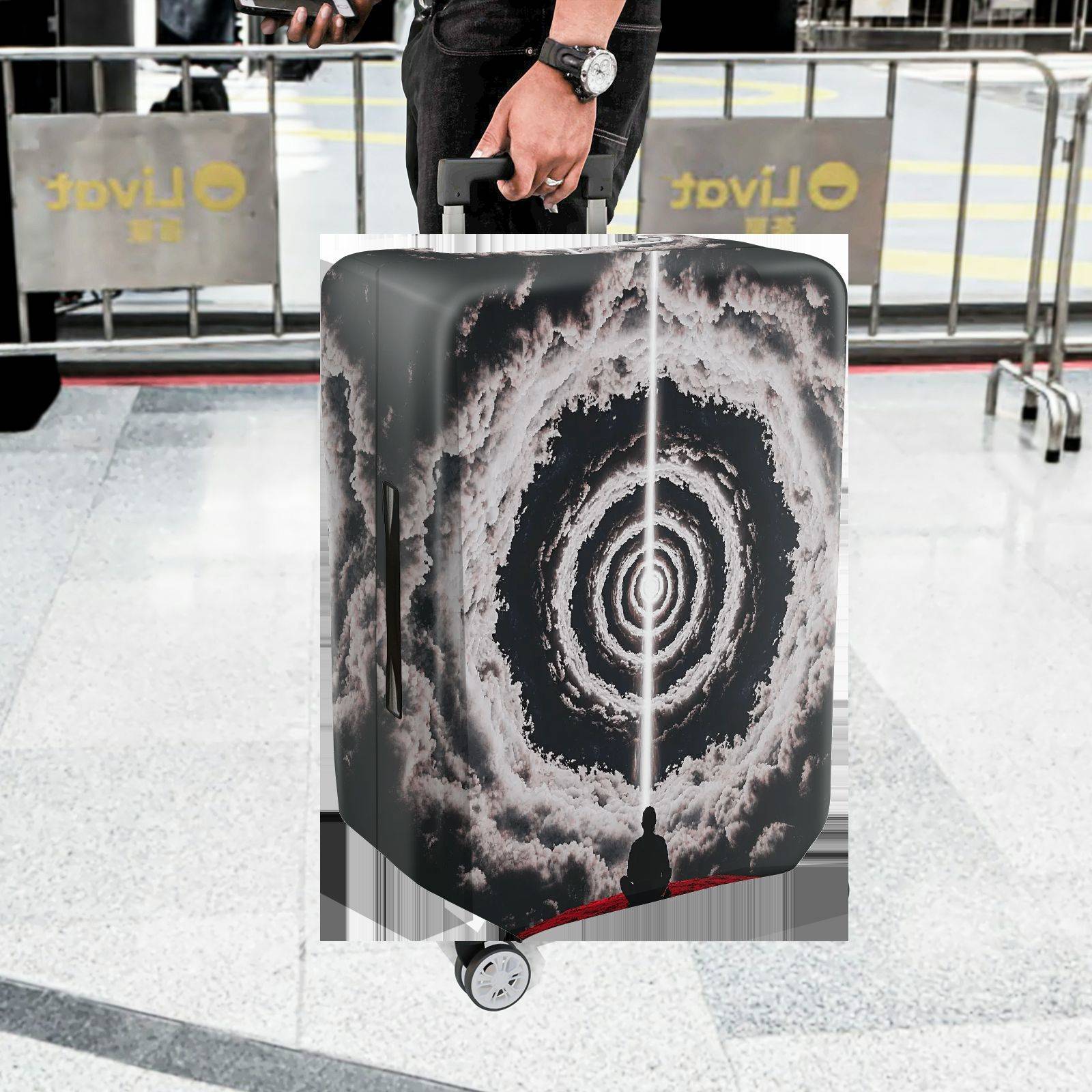 1-Piece Meditation Cosmic Vortex Storm Abstract Artistic  Suitcase Luggage Cover, Stretch Protective Sleeve