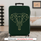1-Piece Geometric Elephant Dark Green Modern Stylish Unique  Suitcase Luggage Cover, Stretch Protective Sleeve