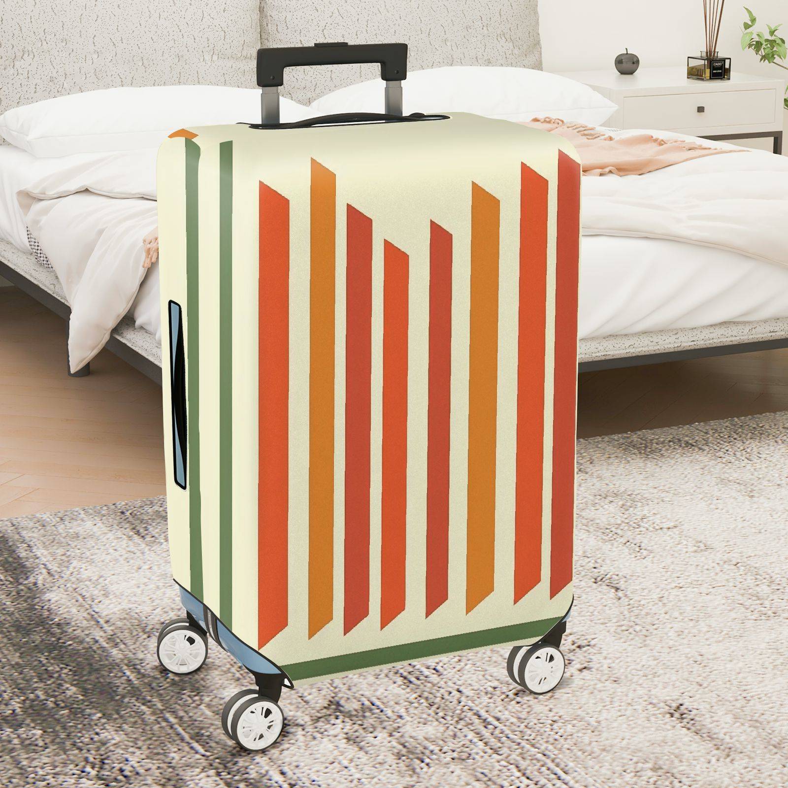 1-Piece Colorful Striped Modern Geometric Vibrant Abstract  Suitcase Luggage Cover, Stretch Protective Sleeve