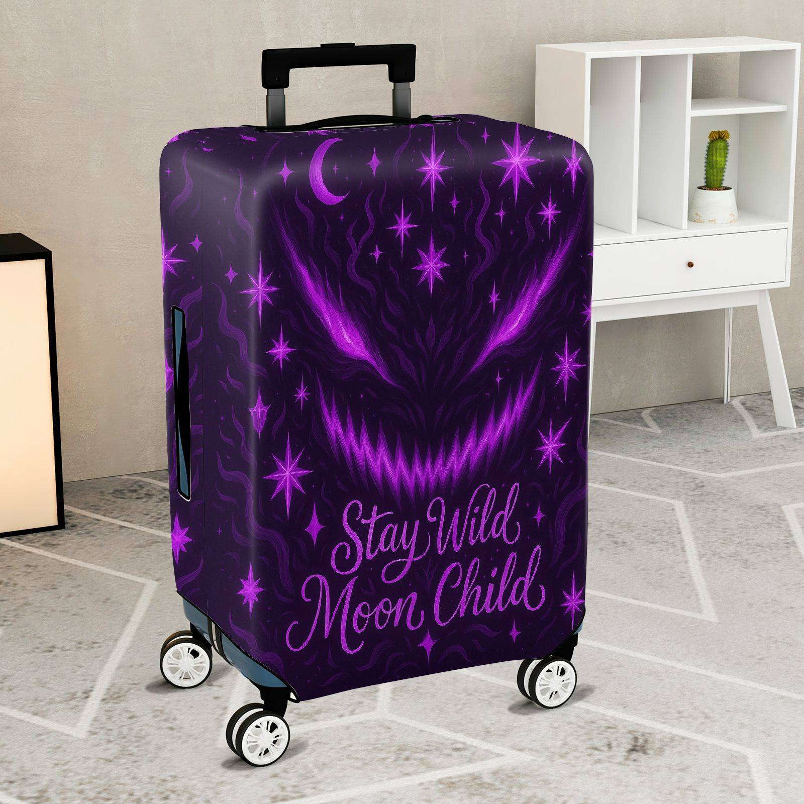 1-Piece Cosmic Moon Stars Mysterious Wild Child  Suitcase Luggage Cover, Stretch Protective Sleeve