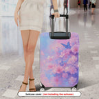 1-Piece Pink Purple Floral Butterfly Artistic Blooming  Suitcase Luggage Cover, Stretch Protective Sleeve