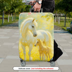 1-Piece Horse Nature Pastoral Floral Artistic  Suitcase Luggage Cover, Stretch Protective Sleeve