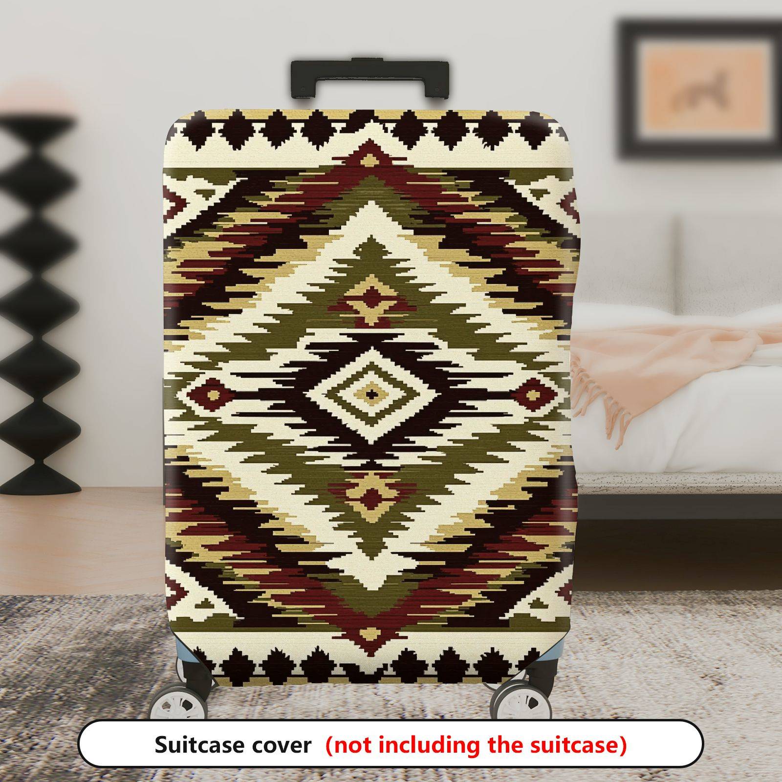 1-Piece Geometric Ethnic Tribal Southwestern Aztec  Suitcase Luggage Cover, Stretch Protective Sleeve