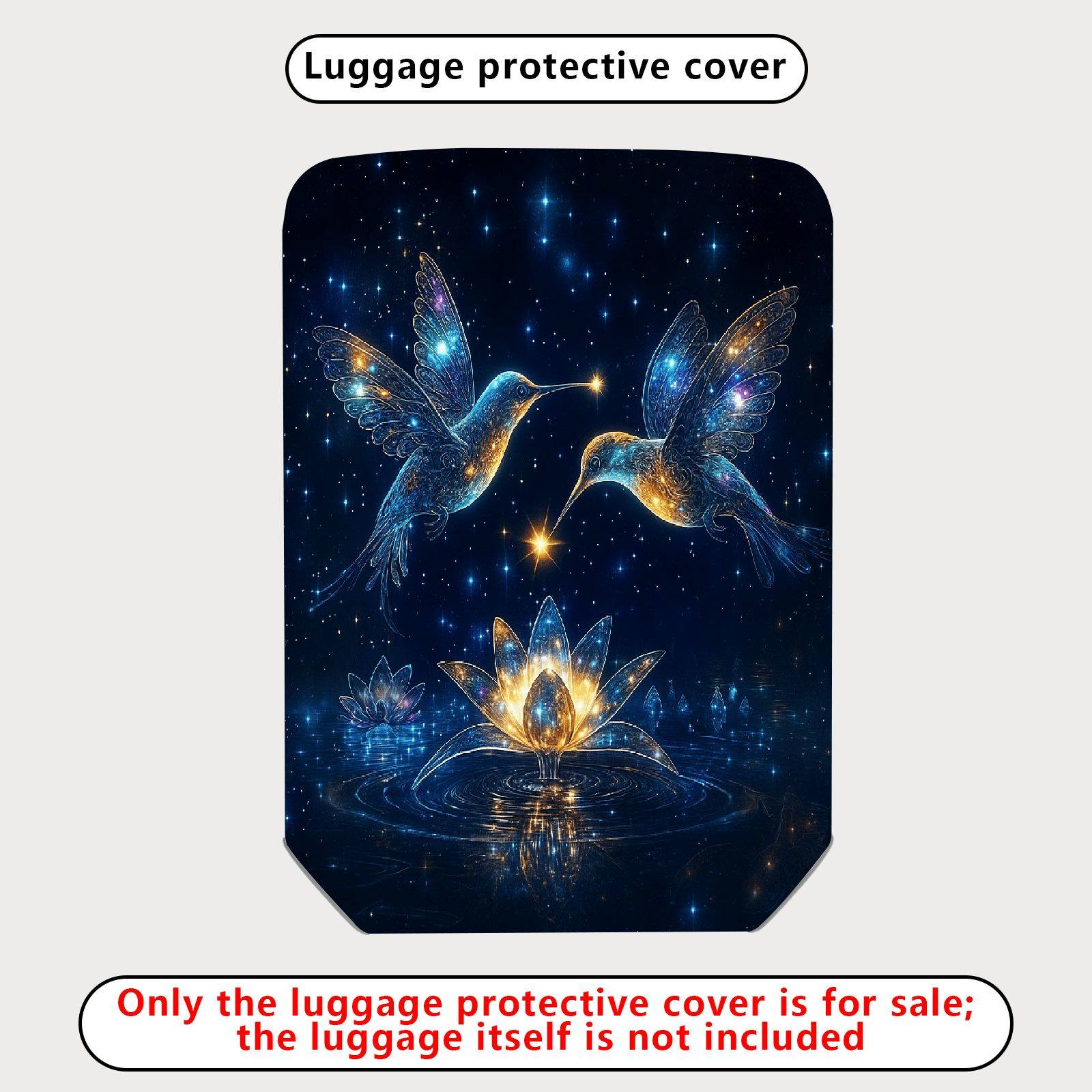 1-Piece Cosmic Hummingbird Starry Flower Universe Glitter  Suitcase Luggage Cover, Stretch Protective Sleeve