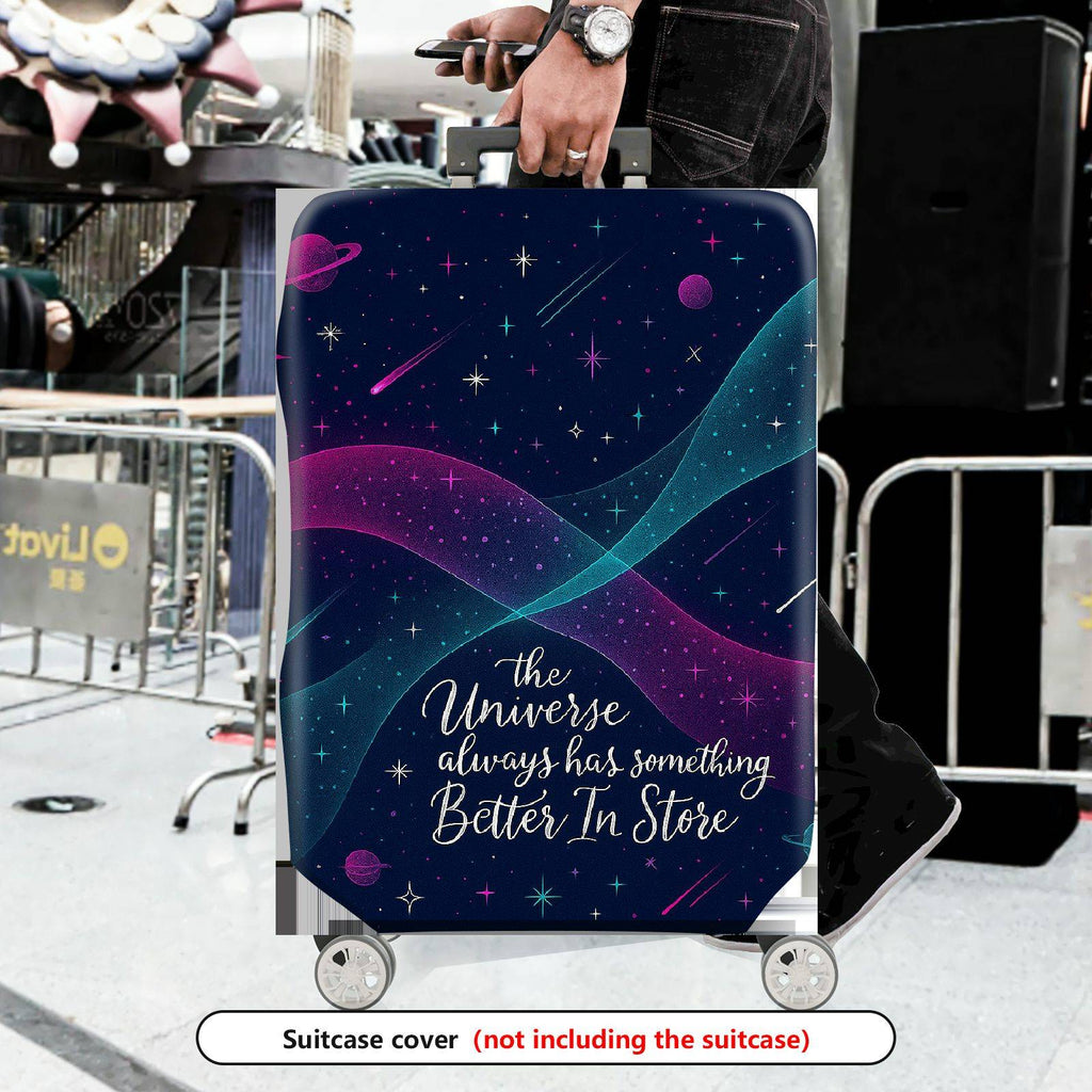 1-Piece Universe Galaxy Stars Planets Cosmic Quote  Suitcase Luggage Cover, Stretch Protective Sleeve