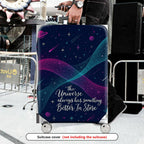 1-Piece Universe Galaxy Stars Planets Cosmic Quote  Suitcase Luggage Cover, Stretch Protective Sleeve