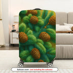 1-Piece Pine Tree Cone Evergreen Holiday Nature Winter  Suitcase Luggage Cover, Stretch Protective Sleeve