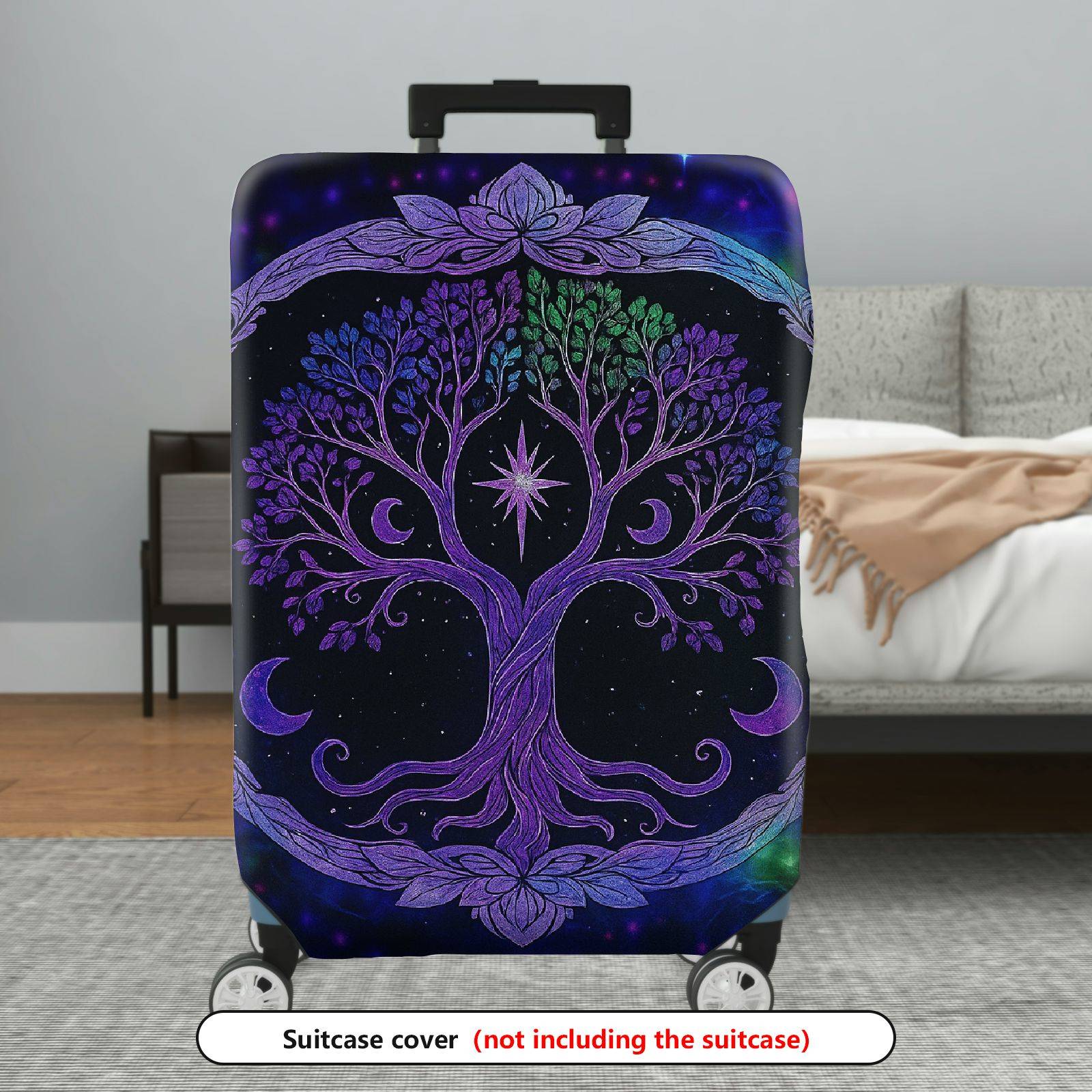 1-Piece Cosmic Night Moon Stars Tree  Suitcase Luggage Cover, Stretch Protective Sleeve