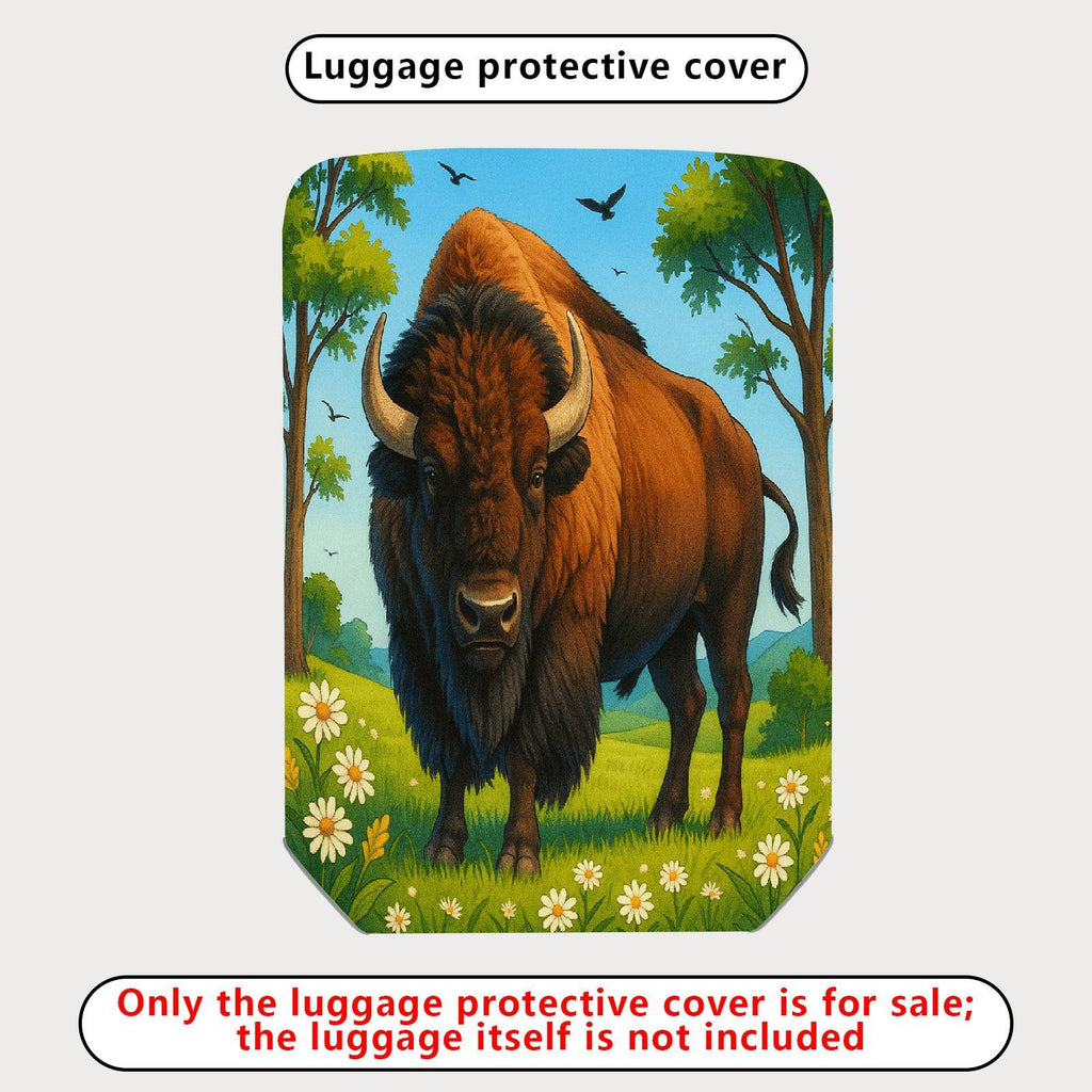 1-Piece Buffalo Prairie Nature Wildlife Bovidae Landscape  Suitcase Luggage Cover, Stretch Protective Sleeve