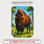 1-Piece Buffalo Prairie Nature Wildlife Bovidae Landscape  Suitcase Luggage Cover, Stretch Protective Sleeve