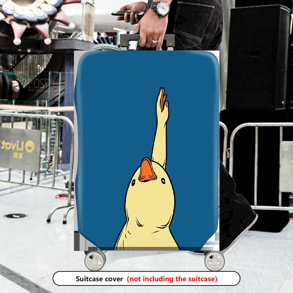 1-Piece Animal Duck Blue  Whimsical Cute  Suitcase Luggage Cover, Stretch Protective Sleeve