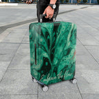 1-Piece Abstract Marble Swirl Green Artistic Flow  Suitcase Luggage Cover, Stretch Protective Sleeve