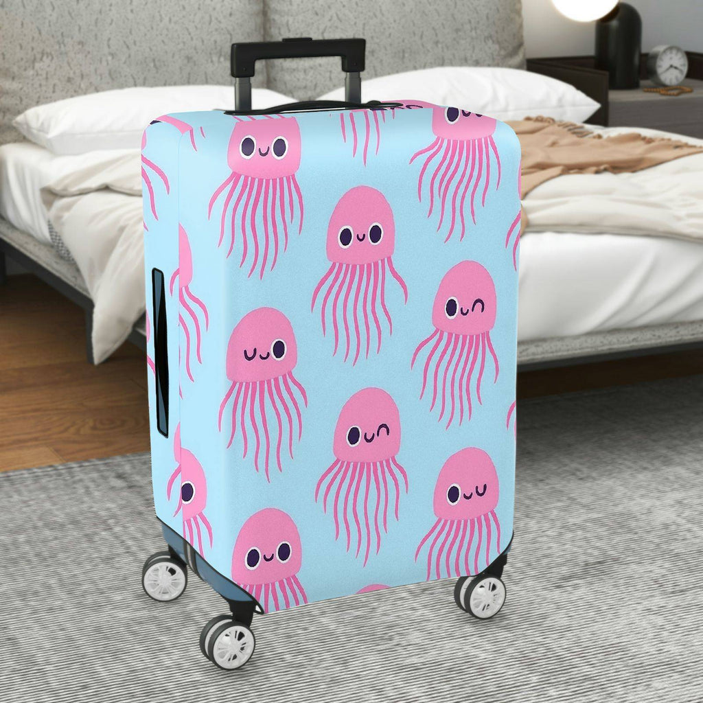 1-Piece Pink Cute  Jellyfish Sea Animal Ocean Travel  Suitcase Luggage Cover, Stretch Protective Sleeve