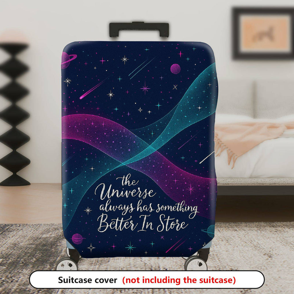 1-Piece Universe Galaxy Stars Planets Cosmic Quote  Suitcase Luggage Cover, Stretch Protective Sleeve