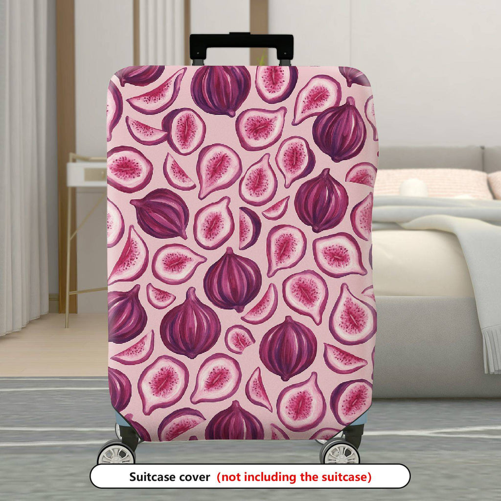1-Piece Pink Fig Pattern Travel Holiday Fruit Modern Stylish  Suitcase Luggage Cover, Stretch Protective Sleeve