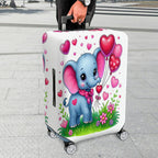 1-Piece Cute Elephant Heart Flower Balloon Valentine  Suitcase Luggage Cover, Stretch Protective Sleeve