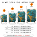 1-Piece Abstract Marble Gold Blue Artistic  Suitcase Luggage Cover, Stretch Protective Sleeve