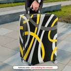 1-Piece Abstract Modern Geometric Artistic Black Yellow Gray  Suitcase Luggage Cover, Stretch Protective Sleeve